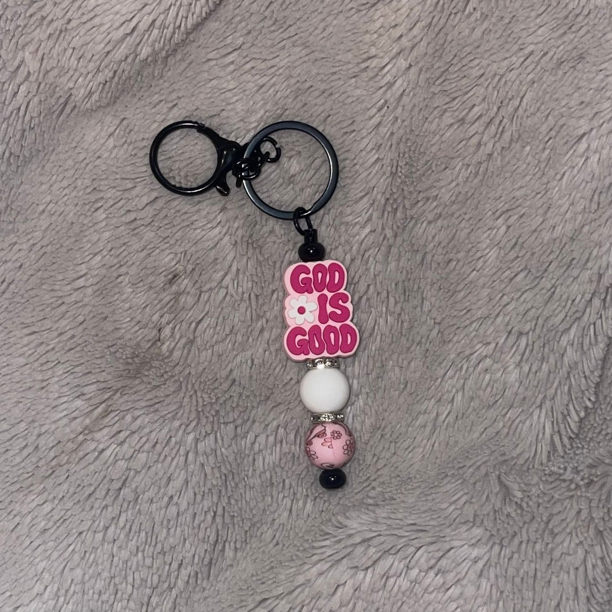 God Is Good Beaded Bar Keychain