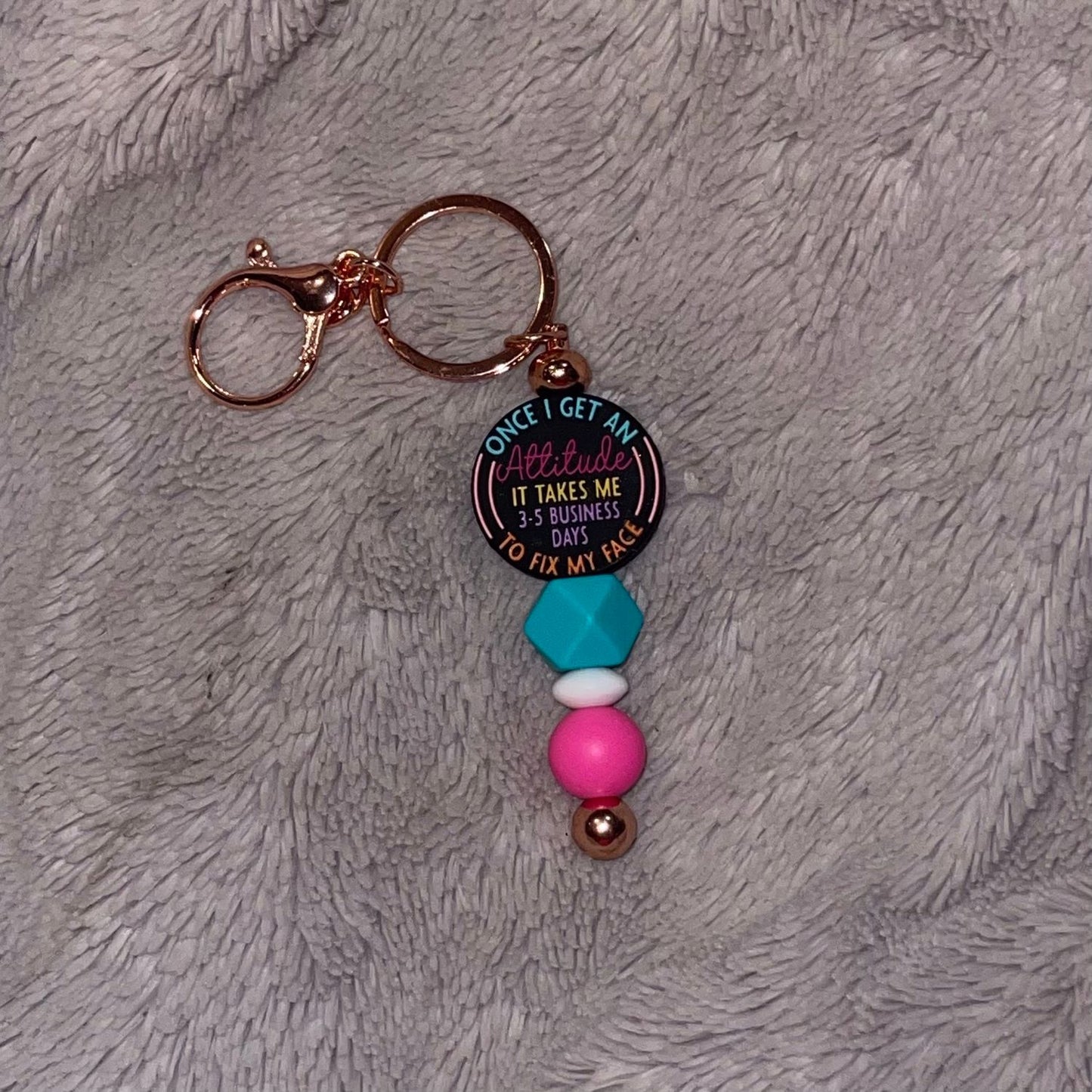 Attitude Beaded Bar Keychain