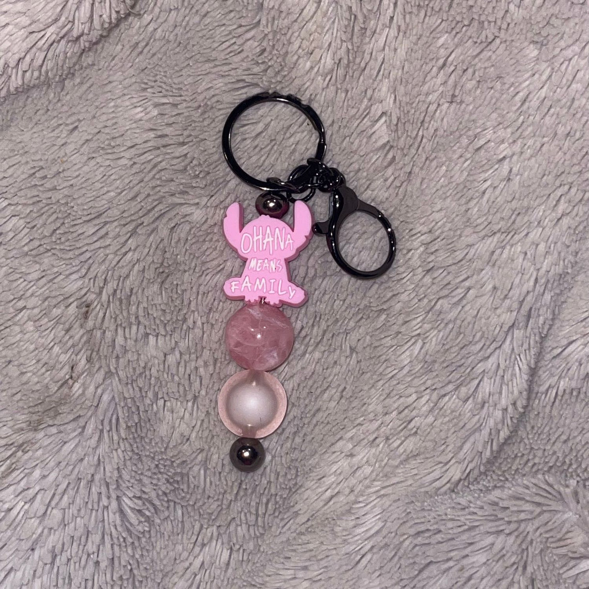 Ohana Means Family Beaded Bar Keychain