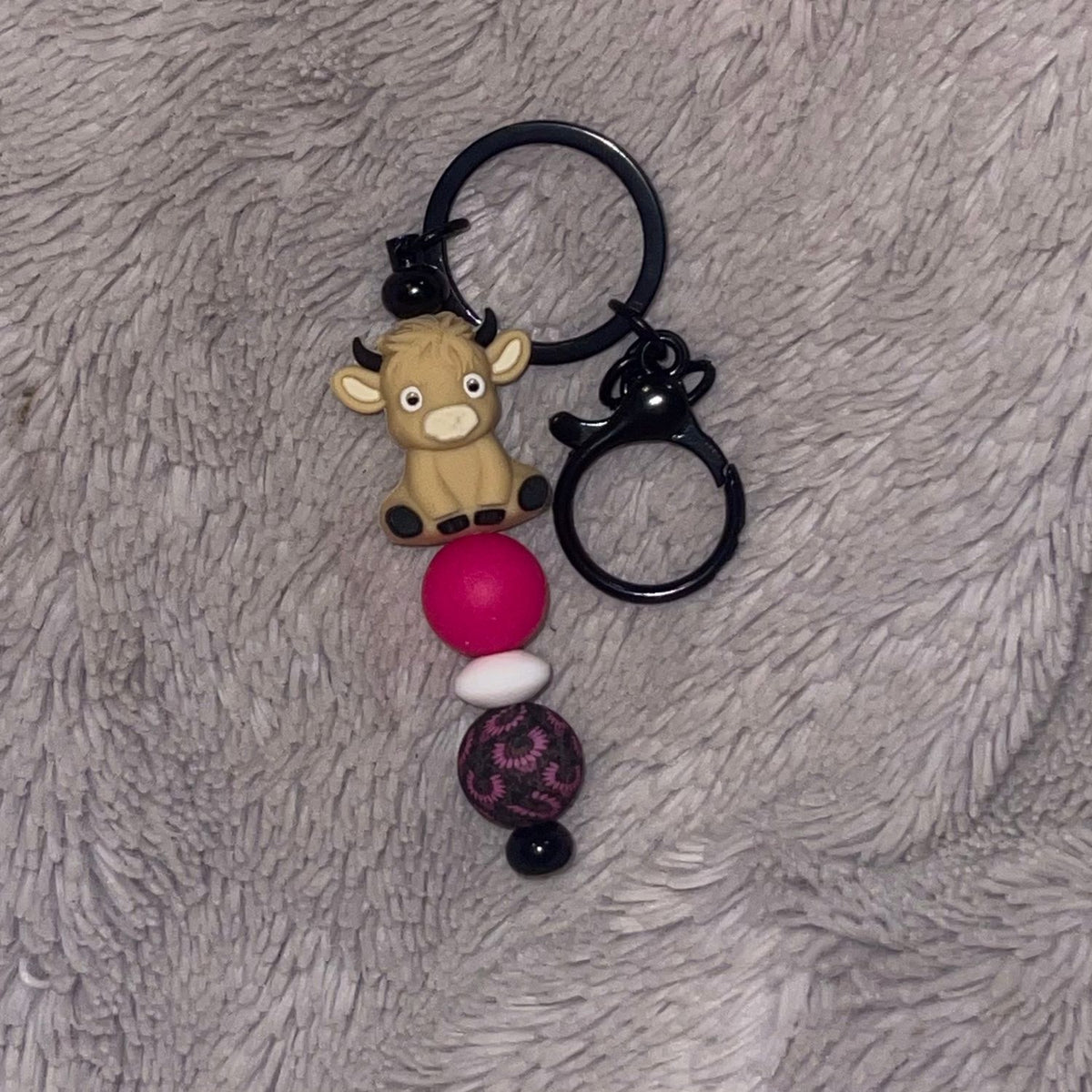 Cute Cow Beaded Bar Keychain