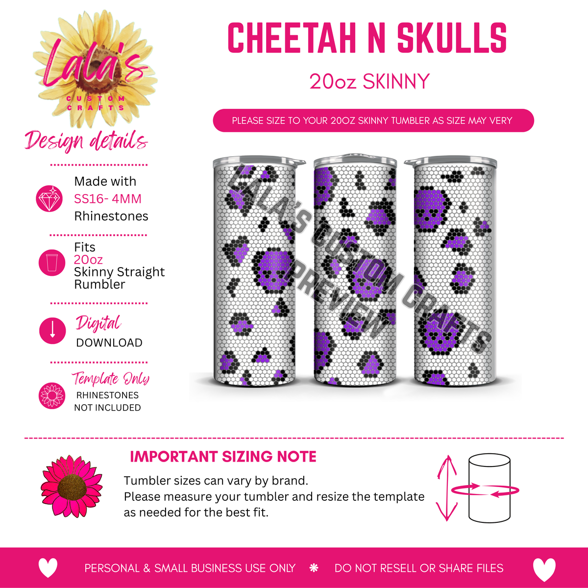 Cheetah N Skulls 20 oz Skinny Tumbler. šš