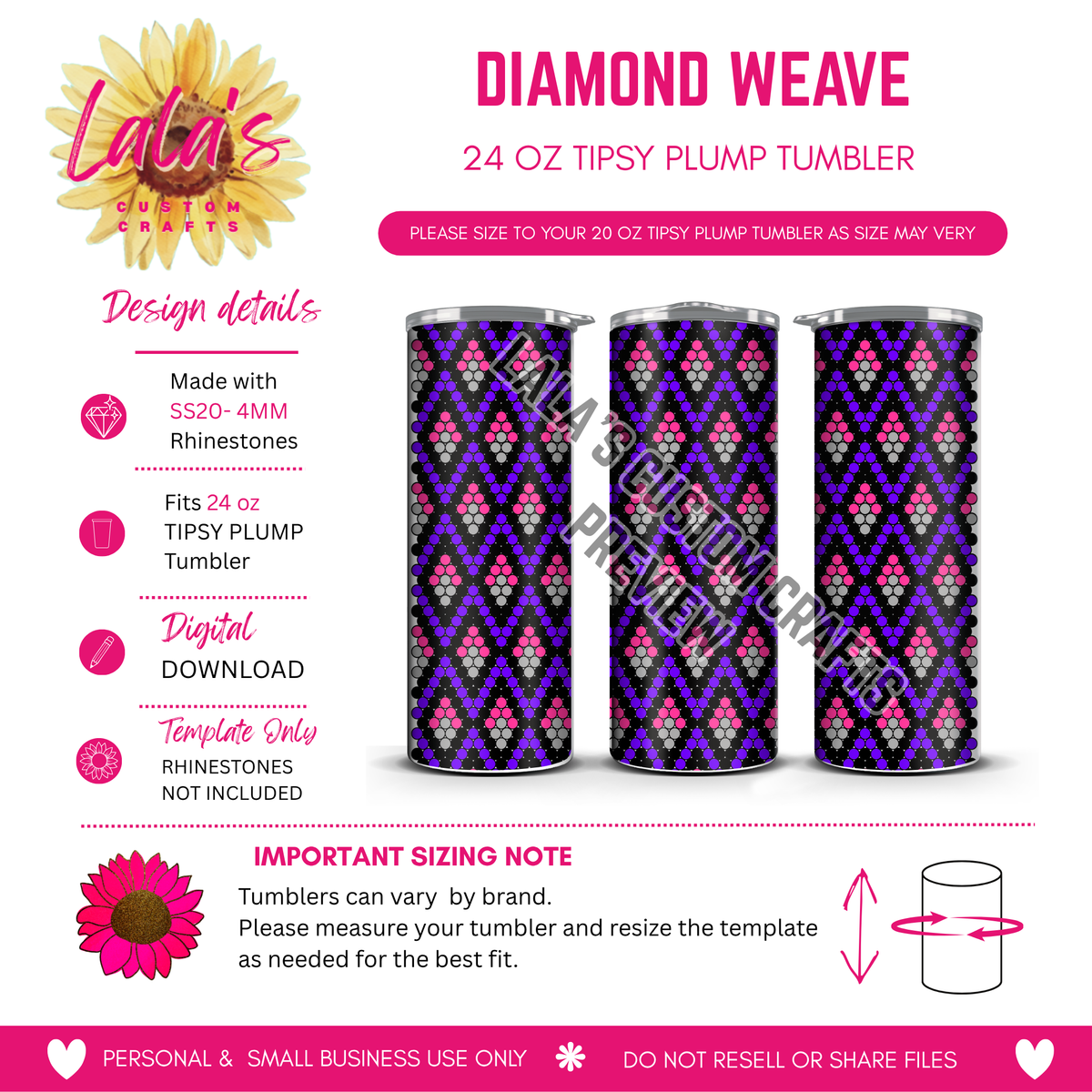 Diamond Weave Rhinestone Tumbler Template