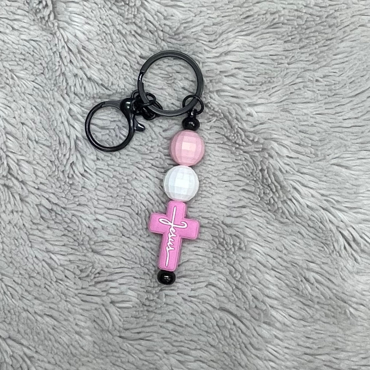 Faith Cross Beaded Bar Keychain
