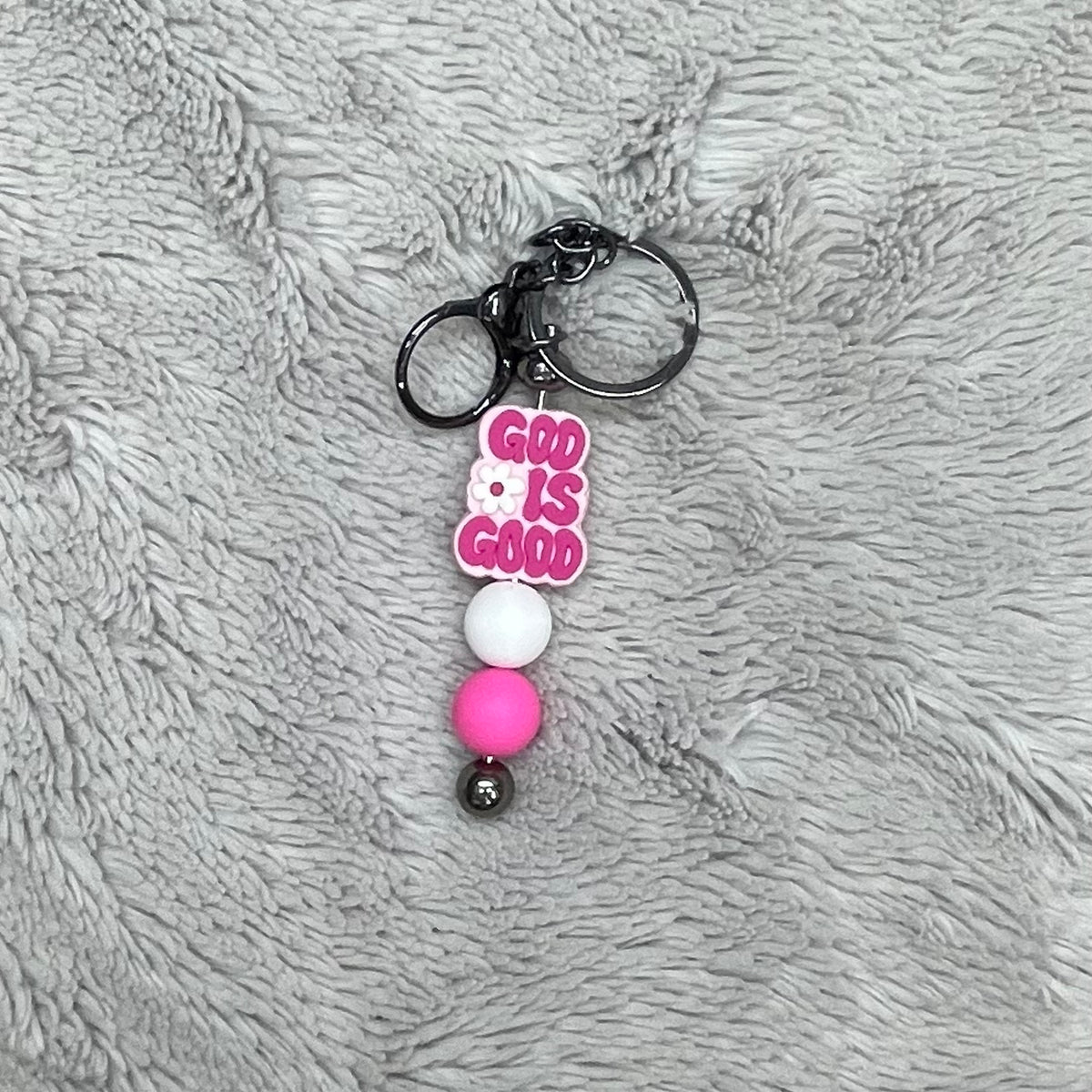 Good Is Good Beaded Bar Keychain