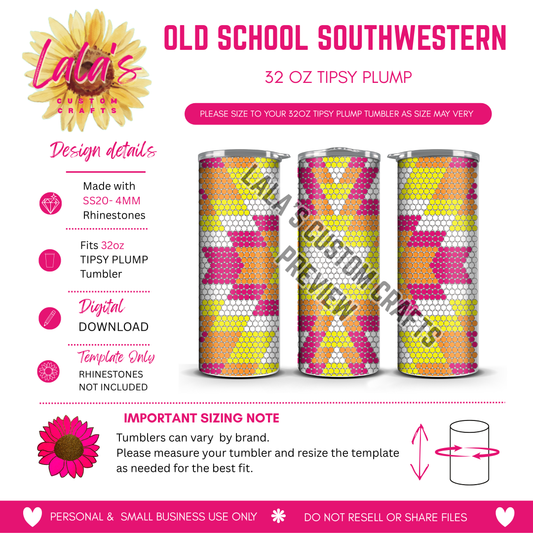 Old Shool Southwestern Rhinestone Tumbler Template