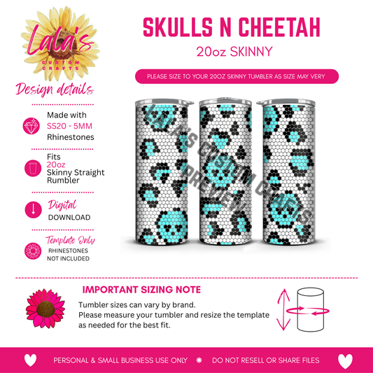 Skulls and Cheetah Rhinestone Tumbler Template