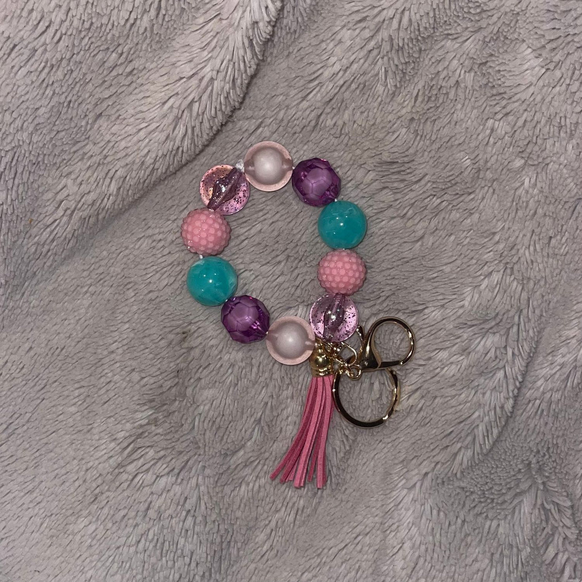 Pastel Beaded Wristlet Keychain