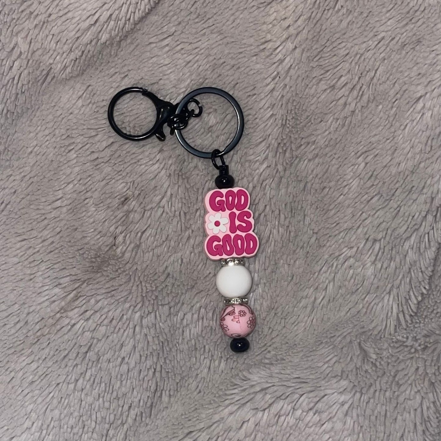 God Is Good Beaded Bar Keychain