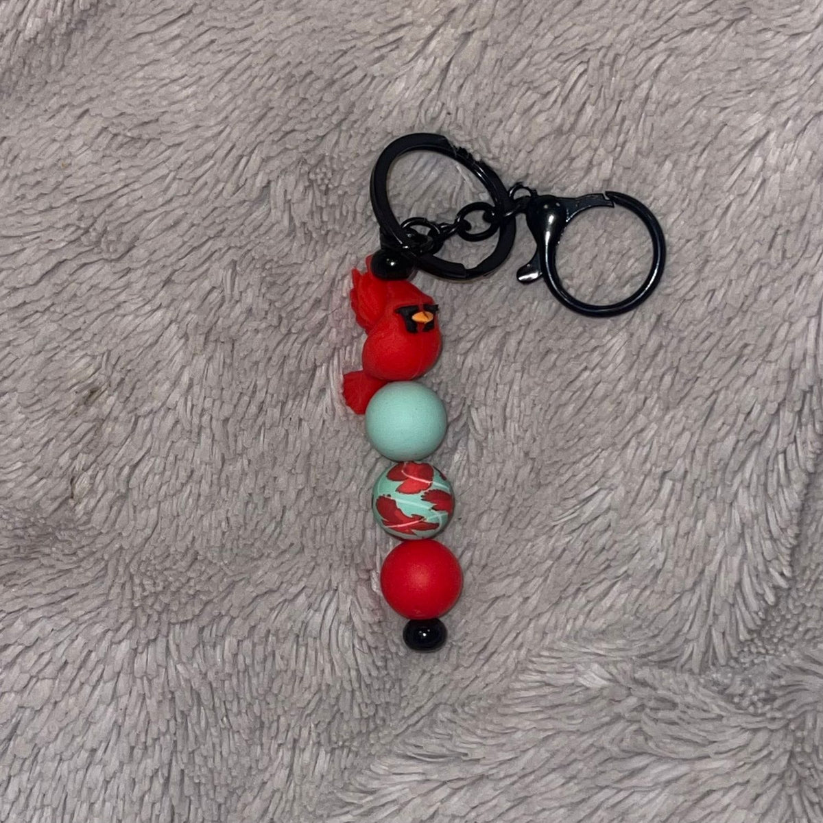 Cardinal Beaded Bar Keychain