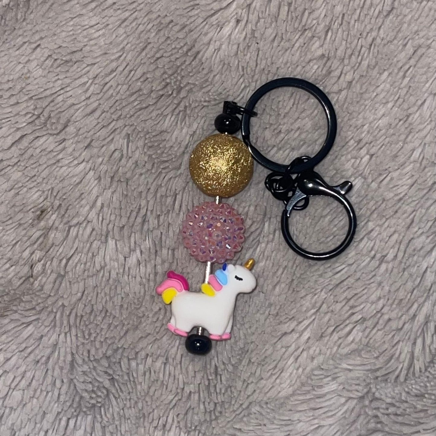 Unicorn Beaded Bar Keychain