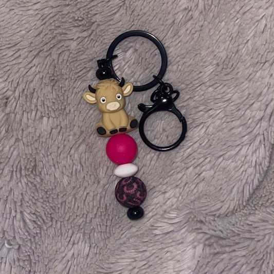Cute Cow Beaded Bar Keychain