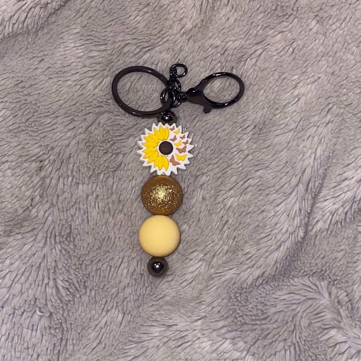 Sunflower Beaded Bar Keychain