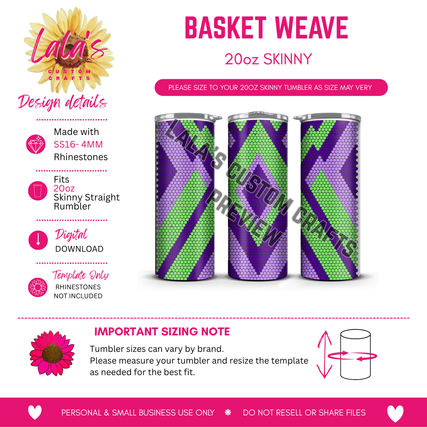Basket Weave 20 oz Skinny Sublimation Tumbler