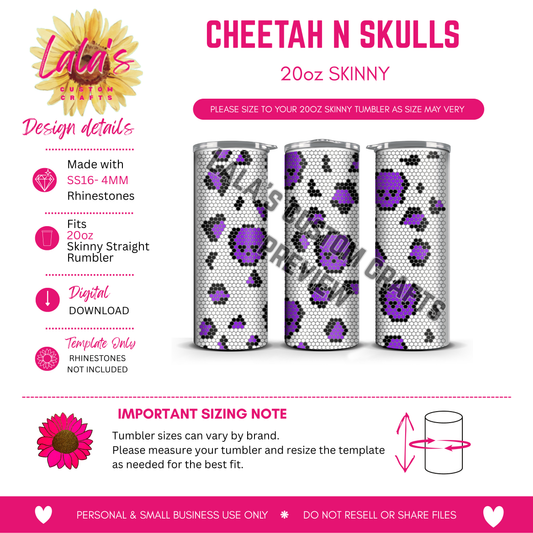 Skulls and Cheetah Rhinestone Tumbler Template