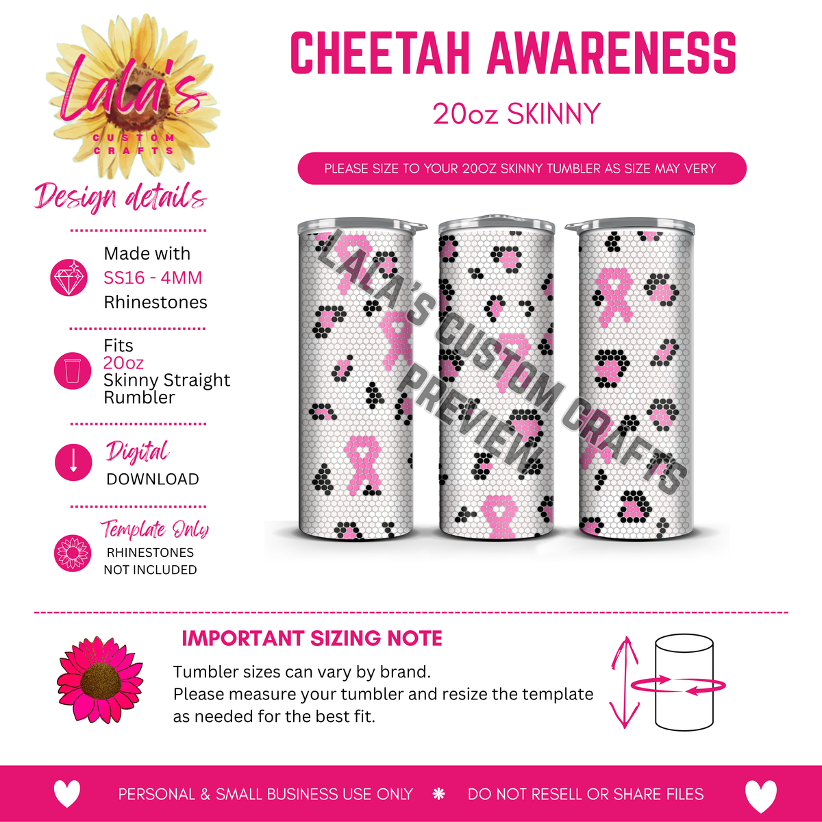 Awareness Cheetah Print Rhinestone Tumbler Template