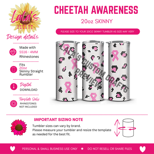 Cheetah Awareness 20 oz Skinny Tumbler 🩷🐆