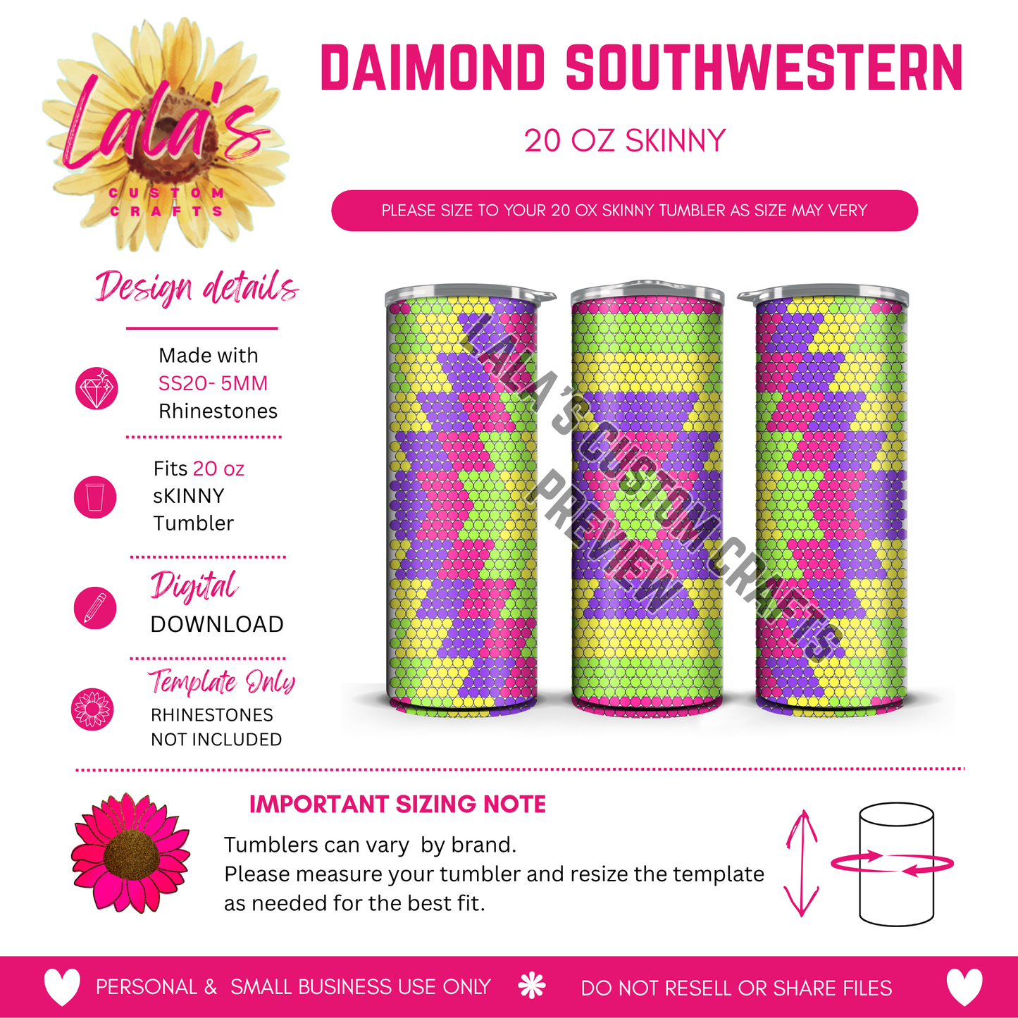 Diamond Southwestern Rhinestone Tumbler Template