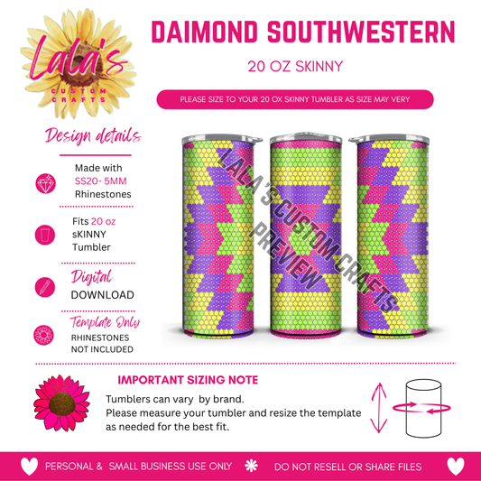 Diamond Southwestern Rhinestone Tumbler Template