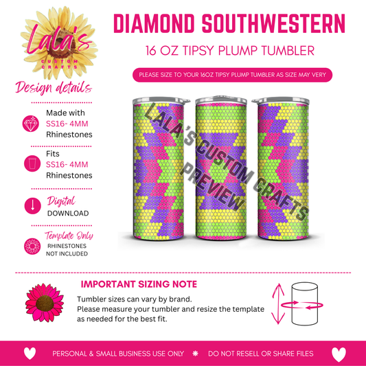 Diamond Southwestern Rhinestone Tumbler Template