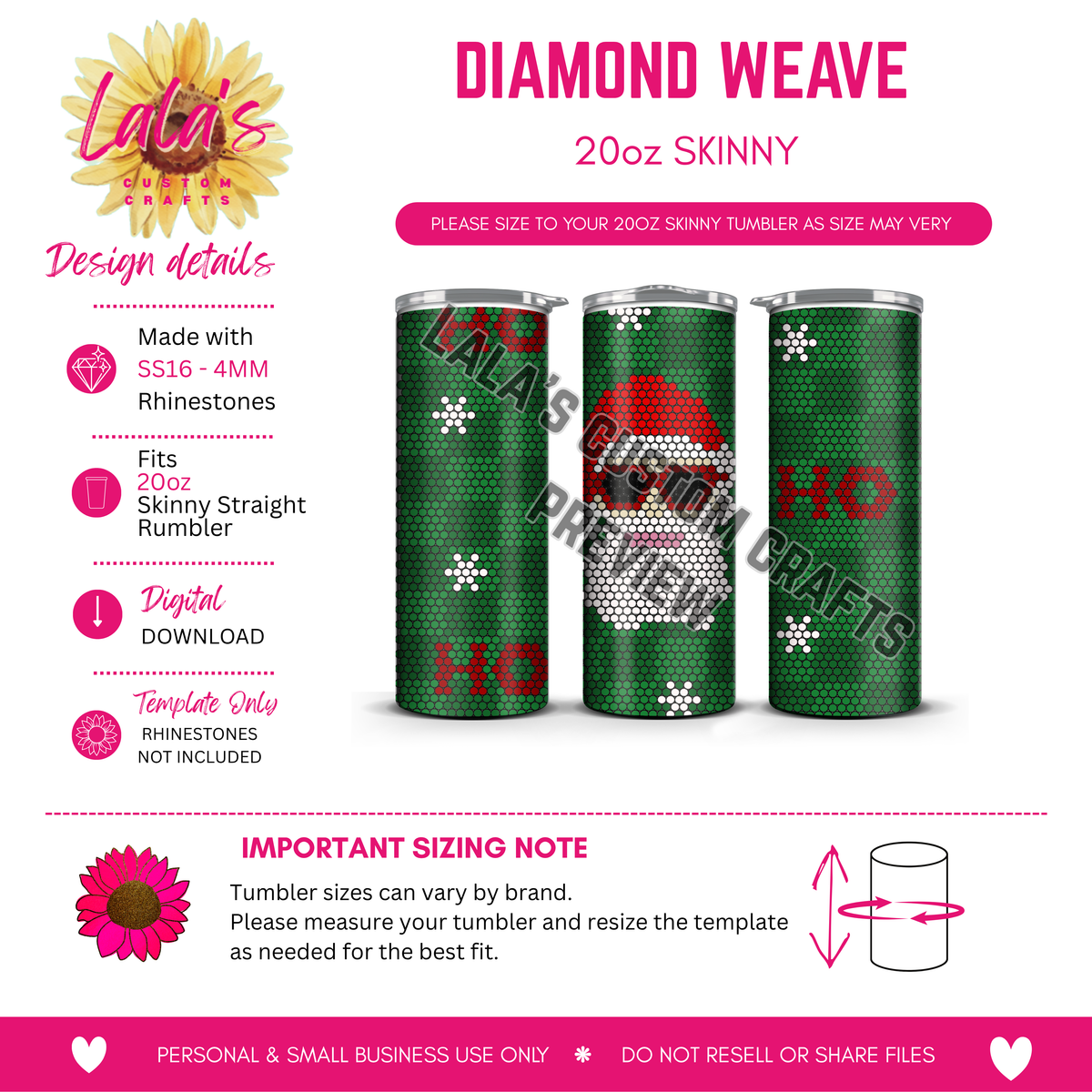 HO HO HO Rhinestone Tumbler Template