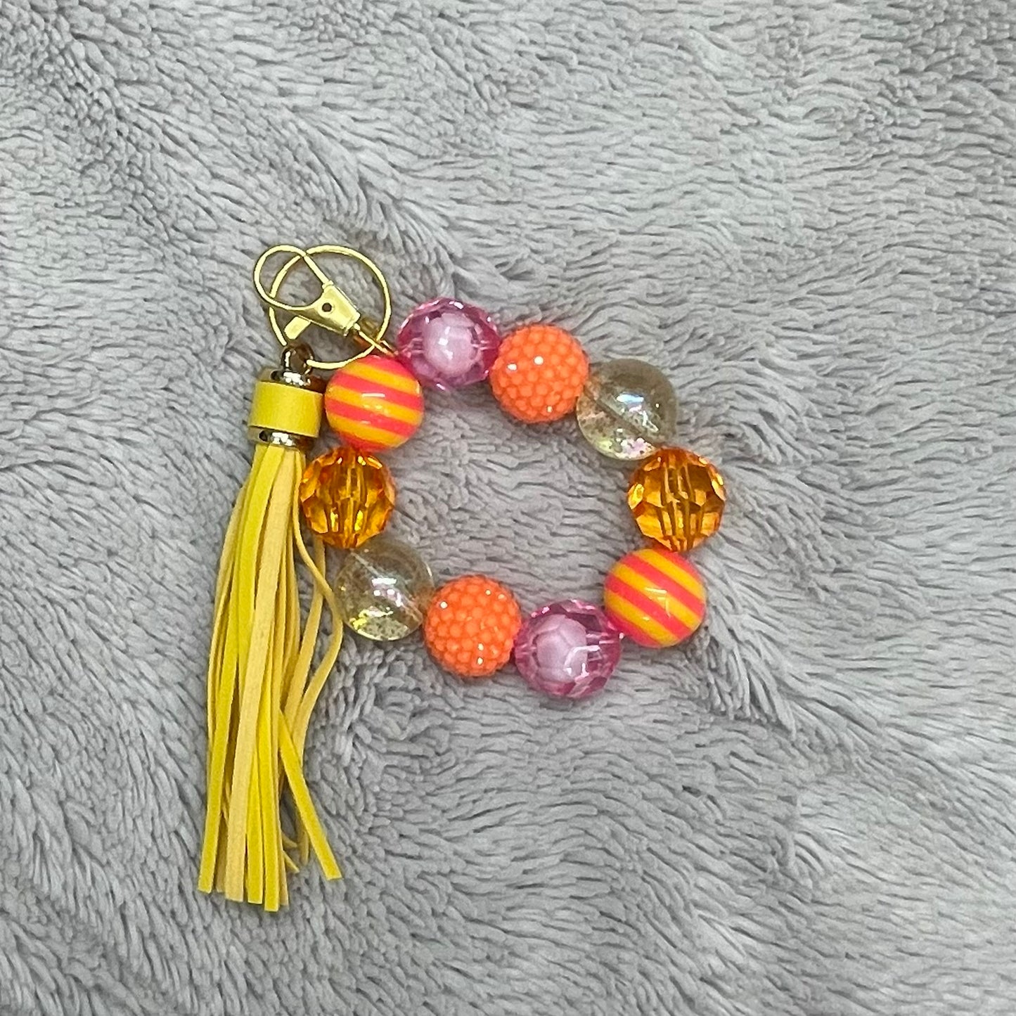 Sunset Tassel Beaded Wristlet Keychain