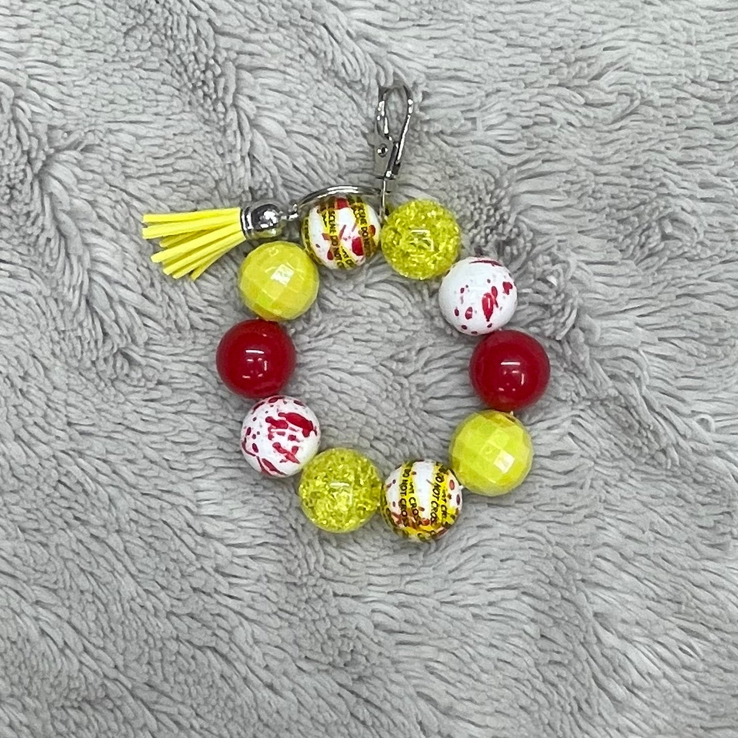 Crime Scene Beaded Wristlet Keychain