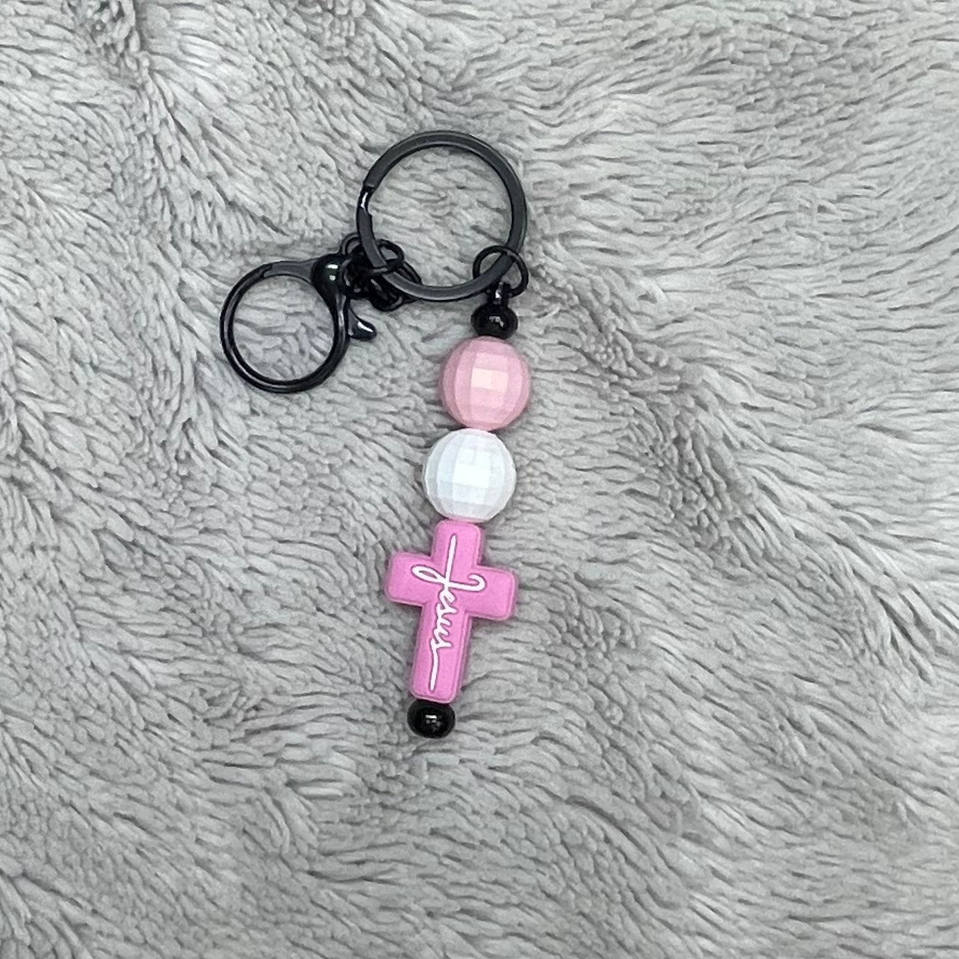 Faith Cross Beaded Bar Keychain
