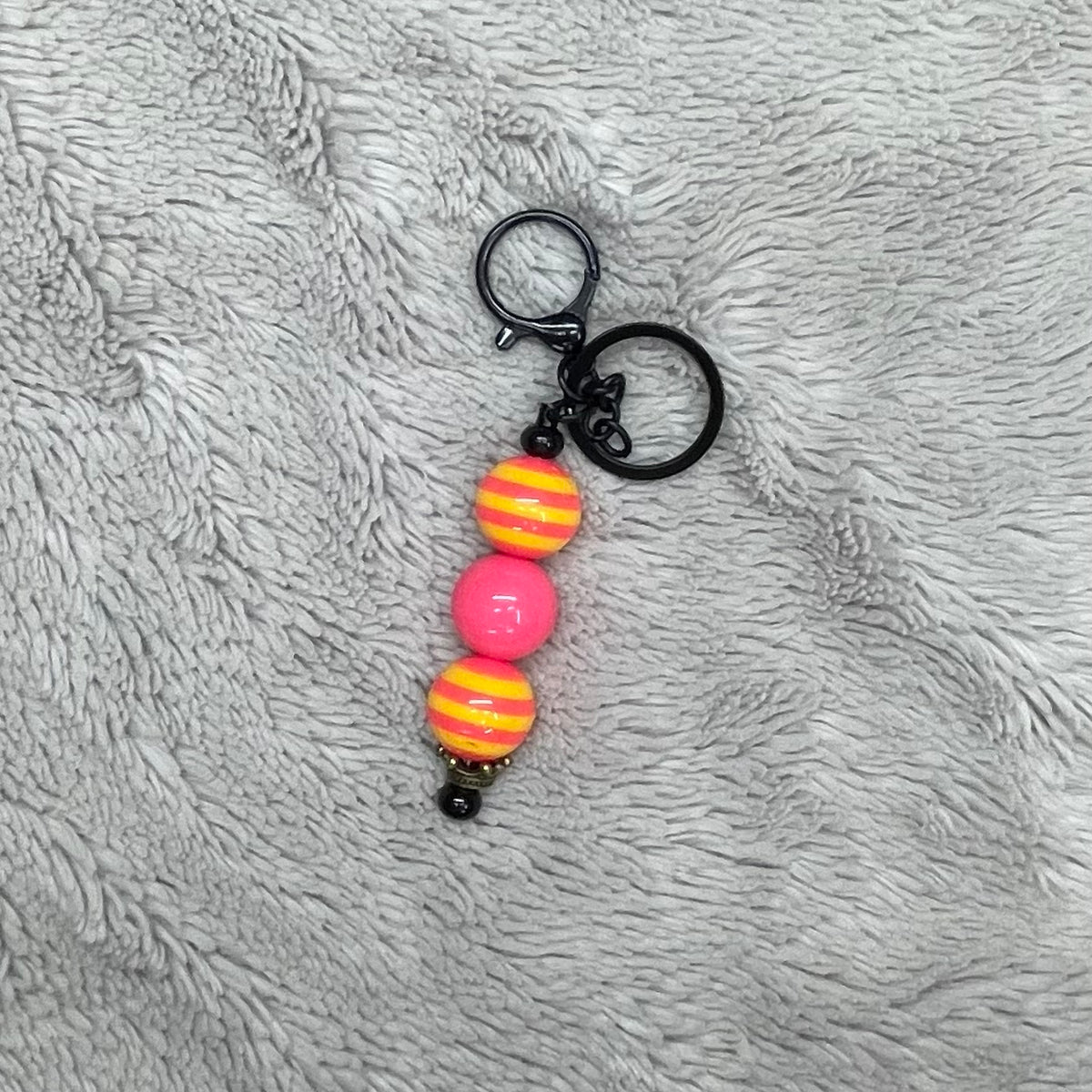 Neon Stripes Beaded Bar Keychain