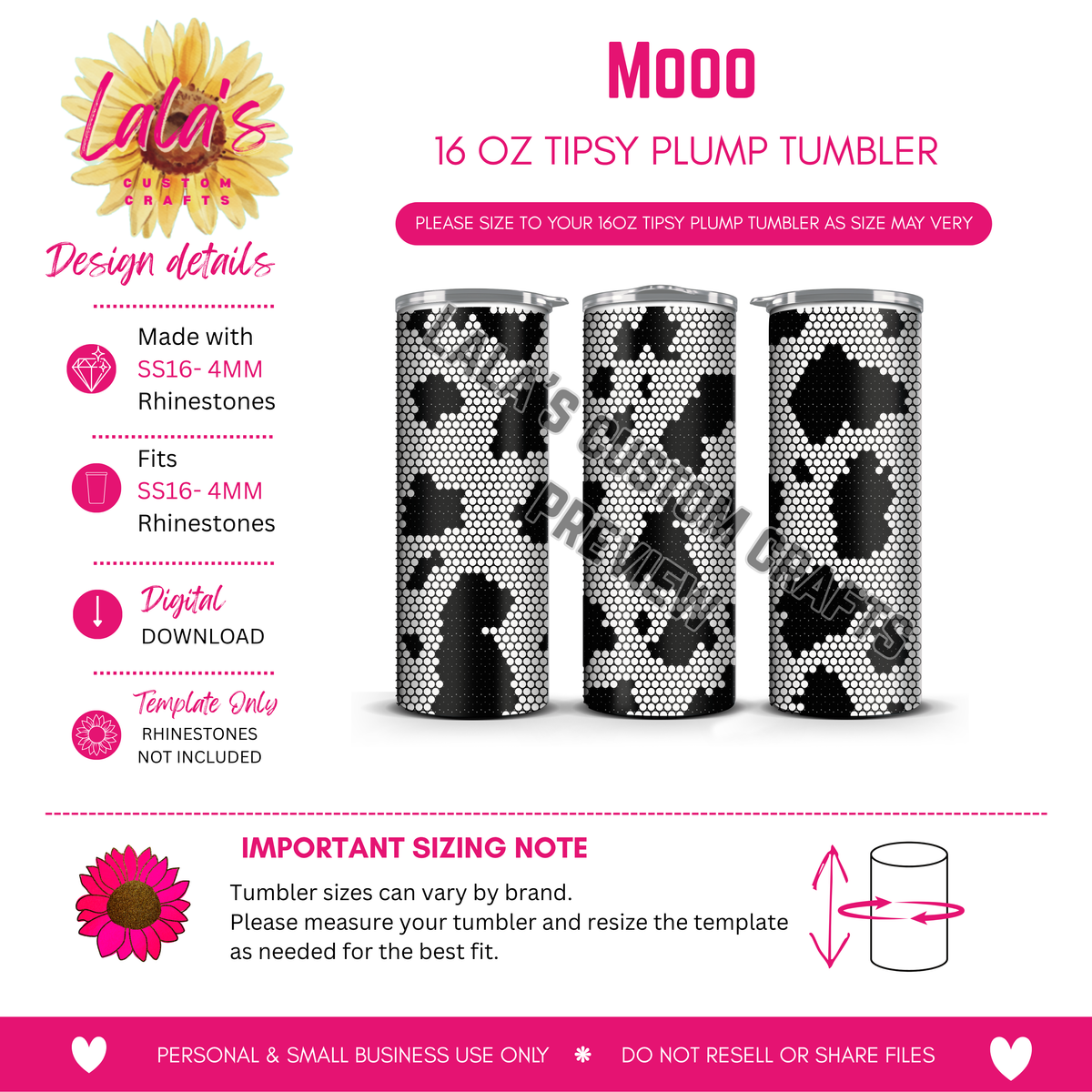 Moo Rhinestone Template