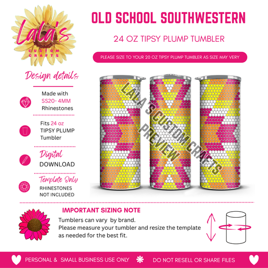 Old Shool Southwestern Rhinestone Tumbler Template