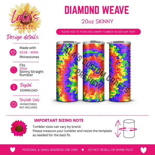 Rainbow Tie Dye Rhinestone Tumbler Template