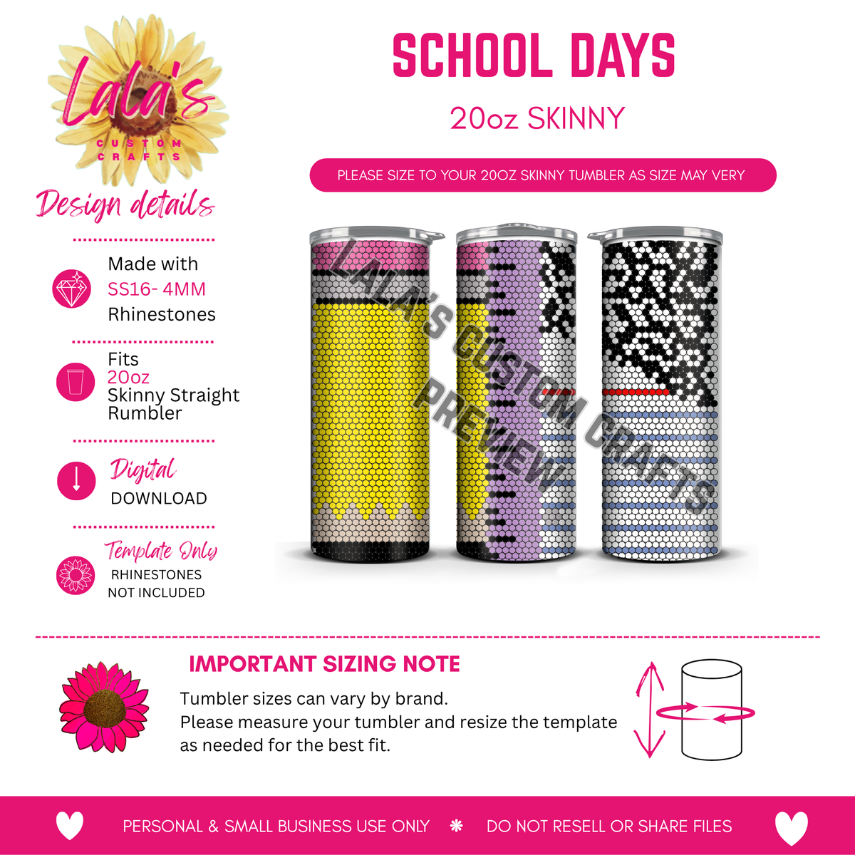 School Days Rhinestone Template