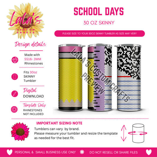 School Days Rhinestone Template