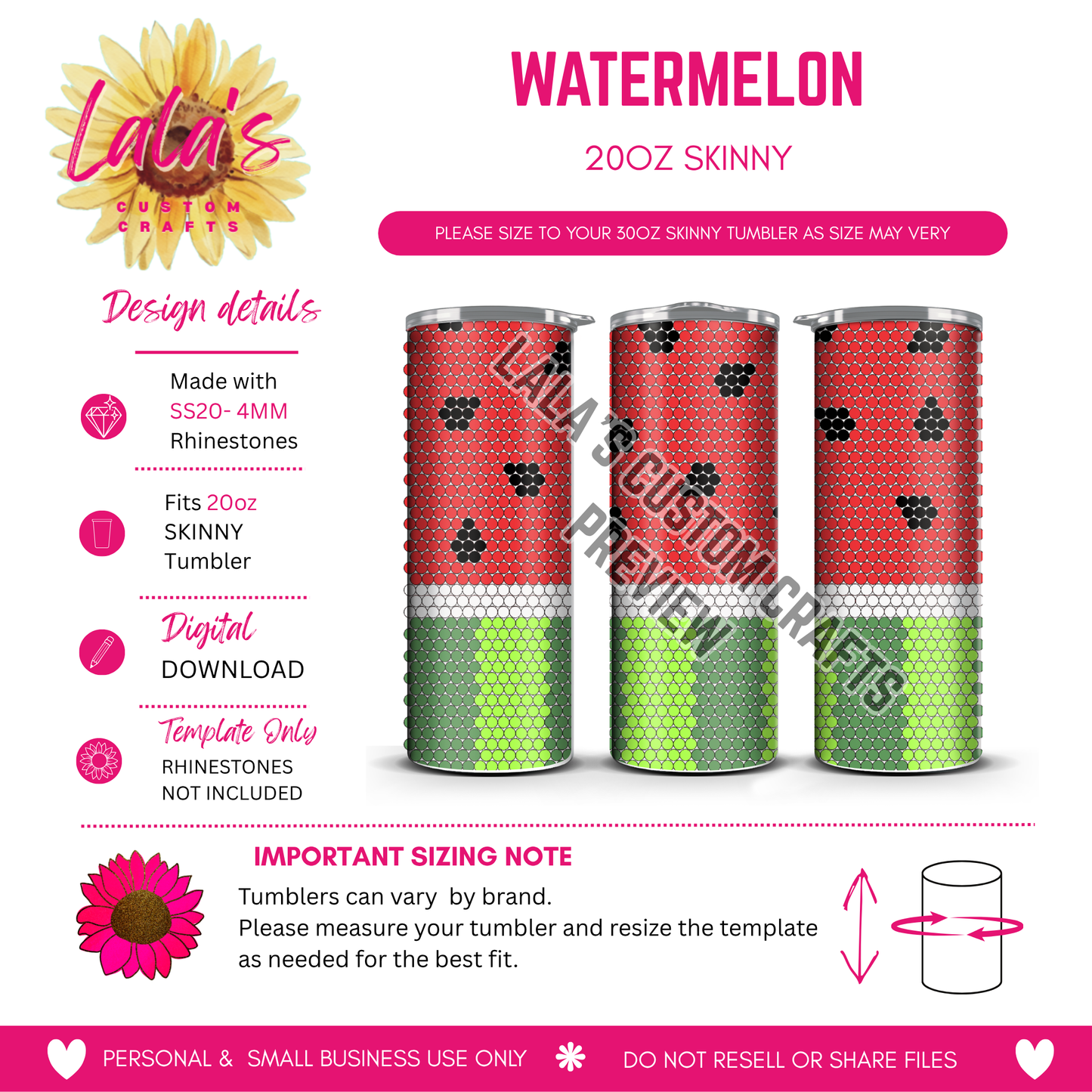 Watermelon Rhinestone Template