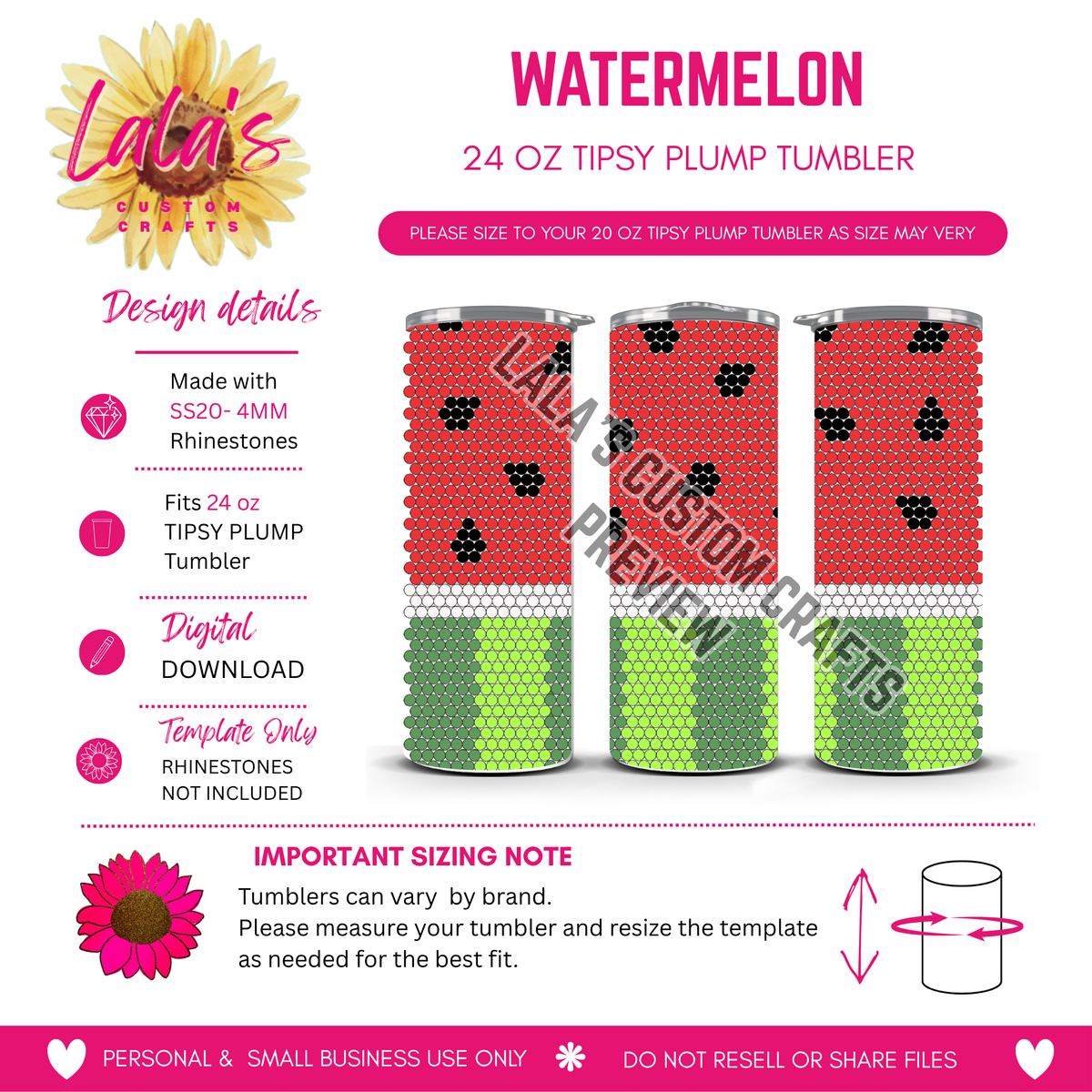 Watermelon Rhinestone Template