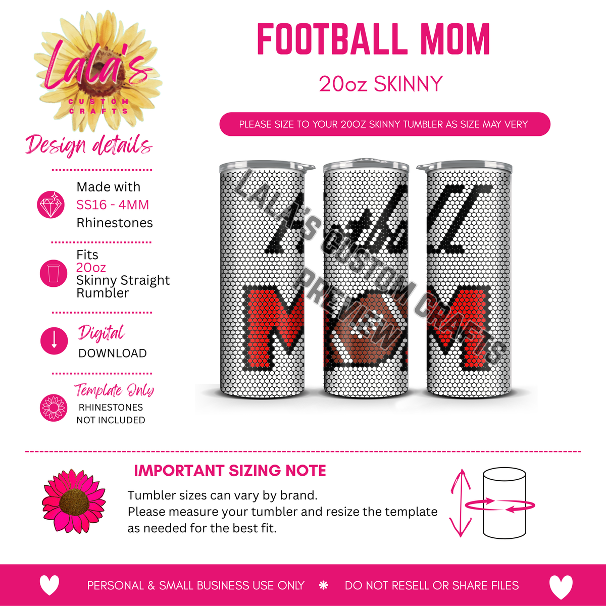 Football Mom 20 oz Skinny Tumbler 🏈❤️
