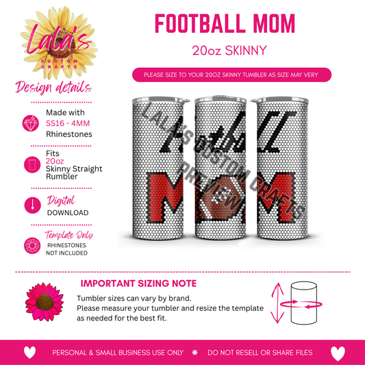 Football Mom 20 oz Skinny Tumbler 🏈❤️
