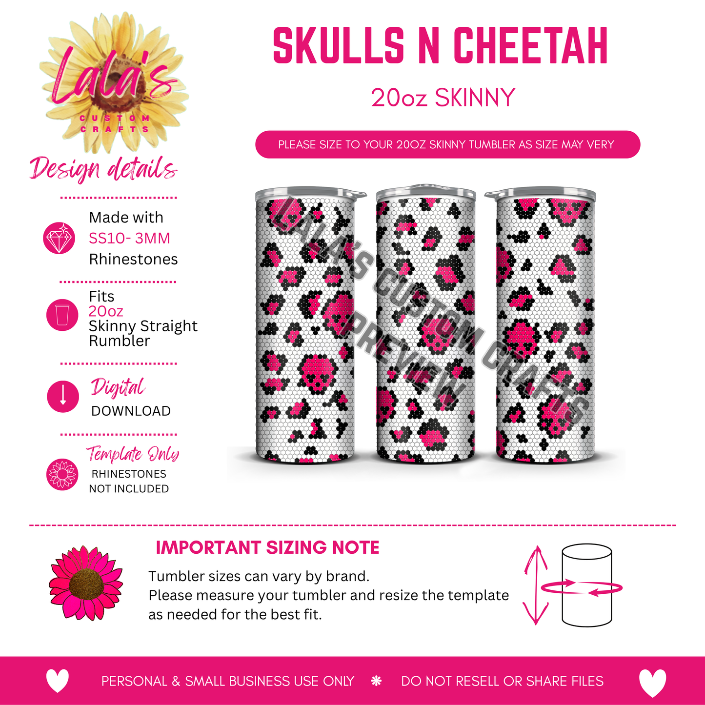 Skulls and Cheetah Rhinestone Tumbler Template